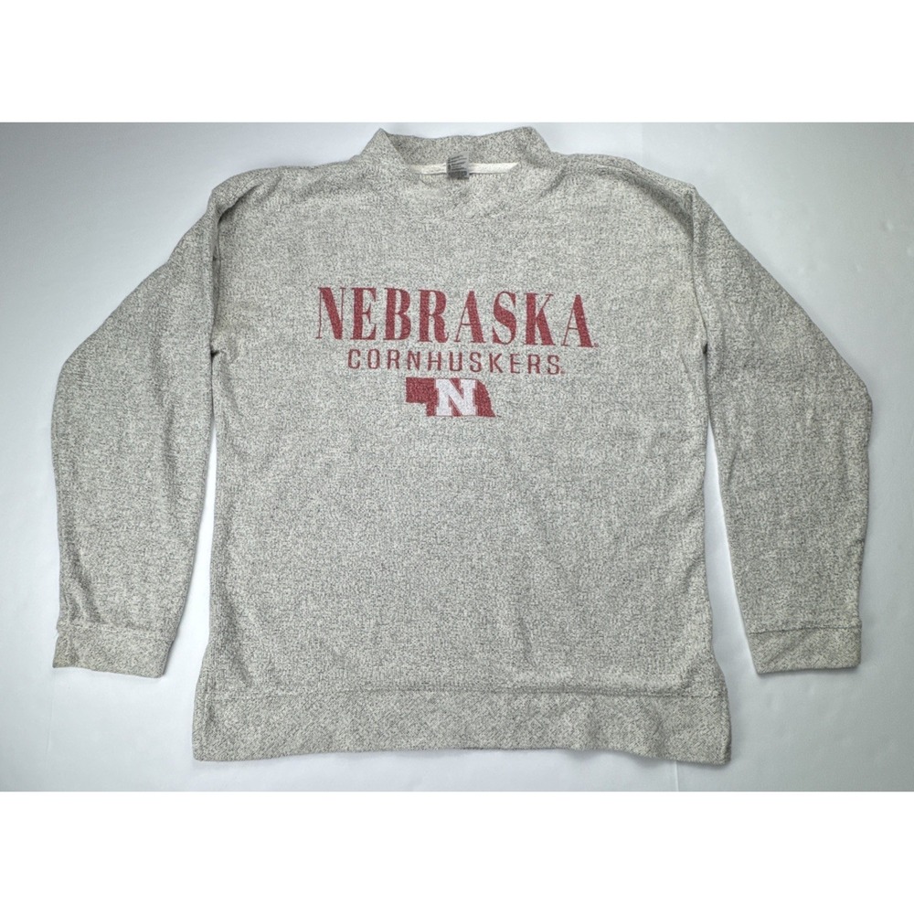 Bottom Drawers Nebraska Cornhuskers Marl Knit‎ Sweatshirt Medium Grey Red NCAA